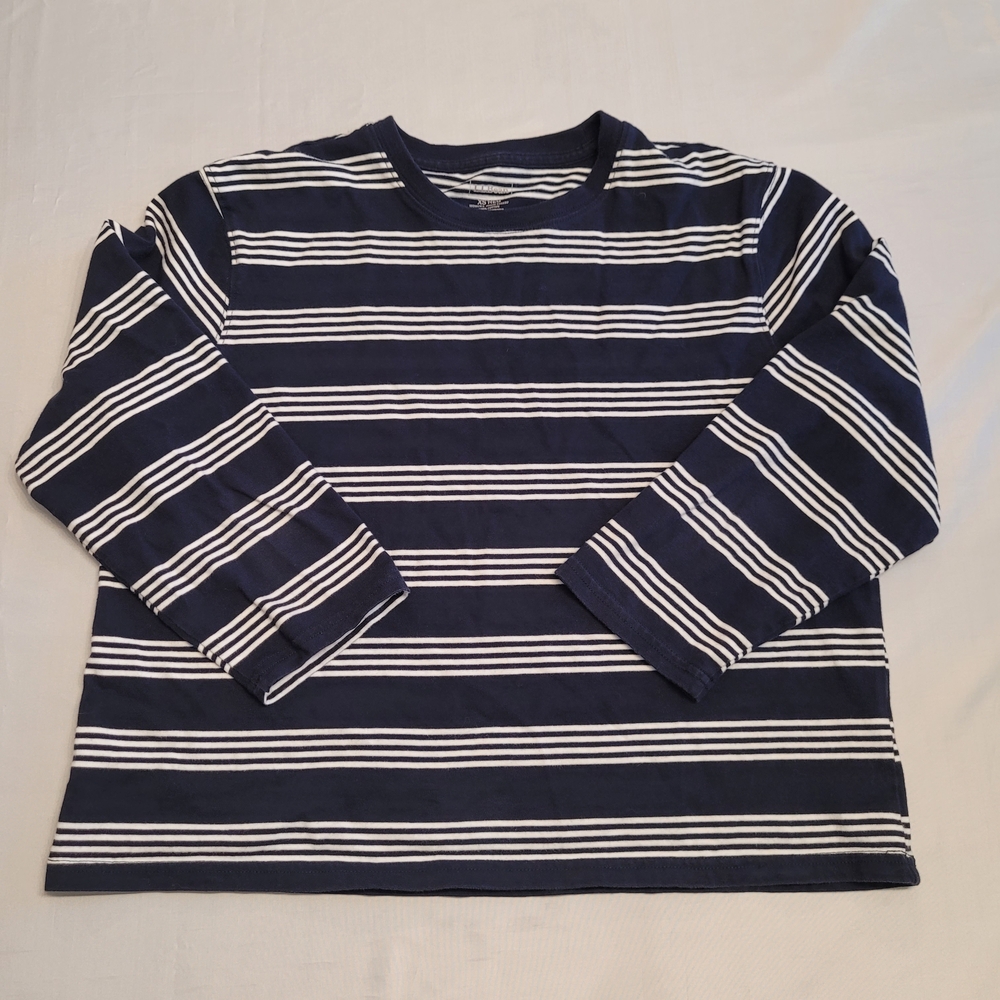 L.L. Bean Navy & White Striped 3/4 Sleeve Cotton Top | XS